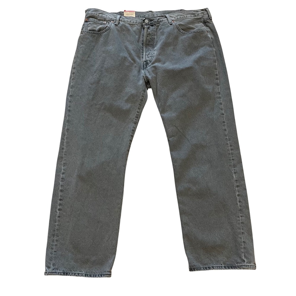 Levis 501 Original Mens Grey Straight Leg Button Fly Jeans W44 L34‎ Irregular